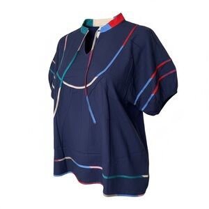 NWT Anrabess Blue Bubble Sleeve Top, XL